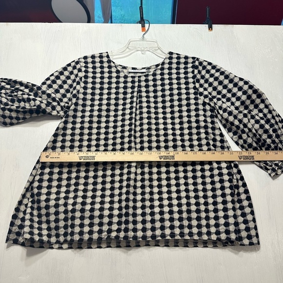 Bryn Walker Lucinda Checkered Black White Top XS Organic Cotton Made in USA - Picture 6 of 10